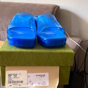 Blue rubber Gucci sandals